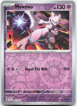 Mewtwo 59/142 Uncommon Stellar Crown Pokemon Reverse Holo NM - Image 1
