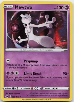 Mewtwo 059/159 Holo Rare Crown Zenith Pokemon Holo Near Mint - Image 1