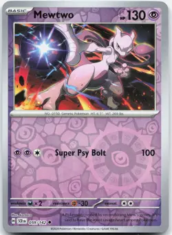 Mewtwo 59/142 Uncommon Stellar Crown Pokemon Reverse Holo Near Mint - Image 1