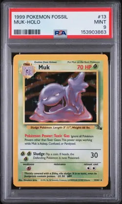 1999 POKEMON FOSSIL #13 MUK-HOLO PSA 9 - Image 1