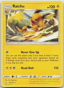 Raichu 55/214 Unbroken Bonds Rare Pokemon MP - Image 1