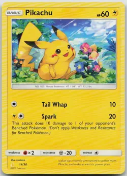 Pikachu (#14) 14/30 SM Trainer Kit: Lycanroc & Alolan Raichu Common Pokemon MP - Image 1