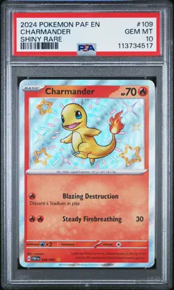2024 POKEMON PAF EN-PALDEAN FATES SHINY RARE #109 CHARMANDER PSA 10 - Image 1