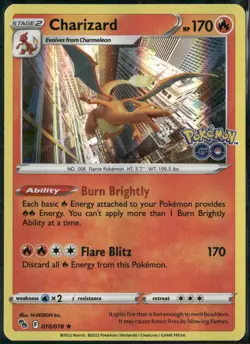 Charizard 010/078 Holo Rare Pokemon GO Pokemon Holo Near Mint - Image 1