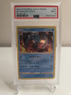 2019 POKEMON SUN & MOON TEAM UP #30 GYARADOS-HOLO PSA 9 - Image 1