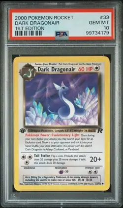 Dark Dragonair 33/82 Team Rocket 1st Edition Vintage PSA 10 GEM MT Pokemon Card! - Image 1