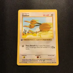 First Edition Doduo 048/102 Base Set (Shadowless) Pokemon Card small crease - Image 1