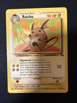 Raichu 29/62 Fossil Non-Holo Unlimited Vintage WOTC Pokemon TCG Card NM-LP - Image 1