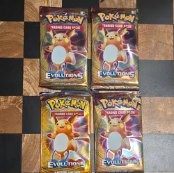 Pokemon TCG XY Evolutions Booster Pack Lot 4 Packs 10 Cards English Raichu - Image 1