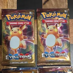 Pokemon TCG XY Evolutions Booster Pack Lot 4 Packs 10 Cards English Raichu - Image 2