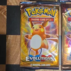 Pokemon TCG XY Evolutions Booster Pack Lot 4 Packs 10 Cards English Raichu - Image 3