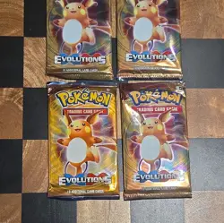 Pokemon TCG XY Evolutions Booster Pack Lot 4 Packs 10 Cards English Raichu - Image 4