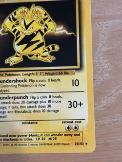 Electabuzz 020/102 Base Set Regular Pokemon Card - Image 4