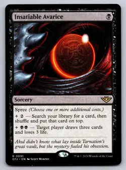 Insatiable Avarice 91 Rare Outlaws of Thunder Junction MTG NM - Image 1
