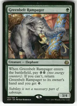 Greenbelt Rampager 107 Rare Aether Revolt Magic: The Gathering Lightly Played - Image 1