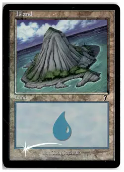 MTG Foil Island (335) - 7th Edition Heavily Played English - Image 1