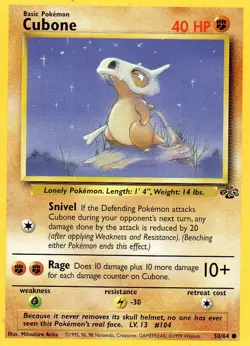 Pokemon Cubone Card 50/64 Jungle Series 1st Edition - Image 1