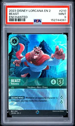 2023 DISNEY LORCANA EN 2-RISE OF THE FLOODBORN #210 BEAST - RELENTLESS PSA 9 - Image 1