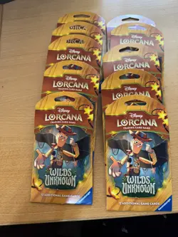Lorcana Wilds Unknown Sleeved Blister Packs TCG LORCANA 10 pack lot - Image 1