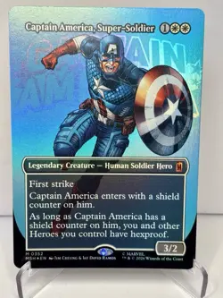 Magic The Gathering-Captain America, Super-Soldier FOIL Borderless MSH 0352 - Image 1