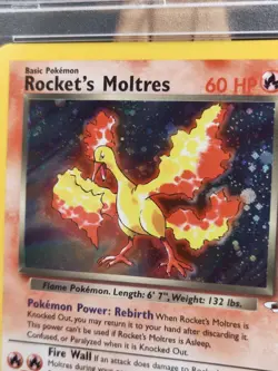 2000 Pokemon Gym Heroes Rocket's Moltres 12/132 Unlimited Holo Rare PSA 8 - Image 2