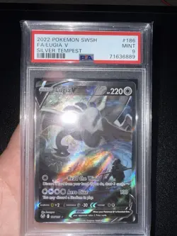 2022 Pokemon Lugia v Silver Tempest 186/195 Alt Art Ultra Rare PSA 9 Mint - Image 1