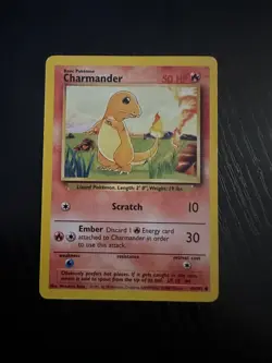 Pokemon Card Charmander Shadowless Base Set Common 46/102 Near Mint Condition - Image 1