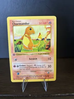 Charmander 46/102 First Edition Common Shadowless Base Set Pokemon TCG - Image 1