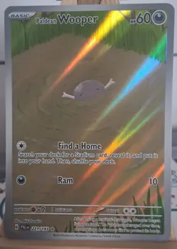 Pokemon TCG Paldean Wooper Holo Card Paldea Evolved, Illustration Rare, 221/193 - Image 1