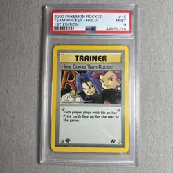 POKEMON | 1ST EDITION ROCKET 2000 | #15 HERE COMES TEAM ROCKET!-HOLO PSA 9 MINT - Image 1