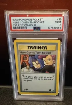 PSA 9 1st Edition Here Comes Team Rocket Holo Trainer 2000 Pokemon - English #15 - Image 1