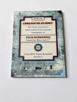 2015 Topps Own the Name Letter Patch "D" - Felix Hernandez - Mariners 1/1 - Image 2