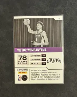 2023 Panini Monopoly Starter Deck Victor Wembanyama RC ErrorU Purple Name Tag - Image 2