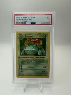 1999 Pokemon Venusaur HOLO 1st Edition PSA 3 15/102 New Cert English Base Set - Image 1