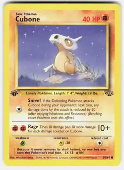 Cubone 50/64 Common Jungle Pokemon 1st Edition Moderately Played - Image 2