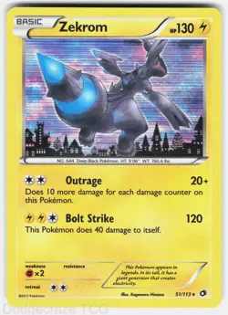 Zekrom 51/113 Holo Holo Rare Legendary Treasures Pokemon Holo NM - Image 1
