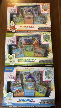 Pokemon Paldea Pin Collection Set of 3 Fuecoco, Sprigatito & Quaxly New Sealed! - Image 1