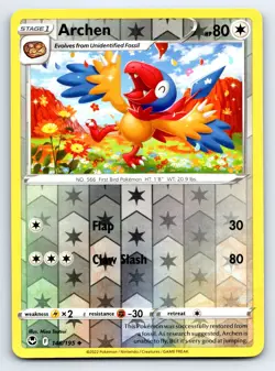 Pokemon Archen SWSH12: Silver Tempest SWSH12 Reverse Holofoil 146/195 LP TCG - Image 1