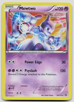 Mewtwo 53/113 Legendary Treasures Holo Pokemon DMG - Image 1