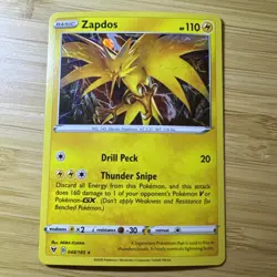 2020 Pokemon Card Zapdos Vivid Voltage #48/185 Cosmos Holo Rare LP - Image 1