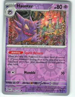Haunter - Reverse Holo - 93/165 Scarlet & Violet 151 - Pokemon TCG - 2023 - Image 1