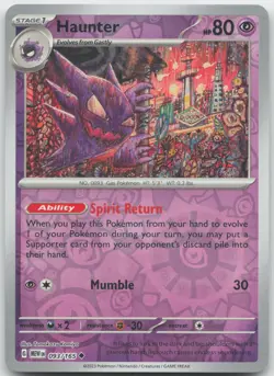 Haunter 093/165 Uncommon 151 Pokemon Reverse Holo Near Mint - Image 1