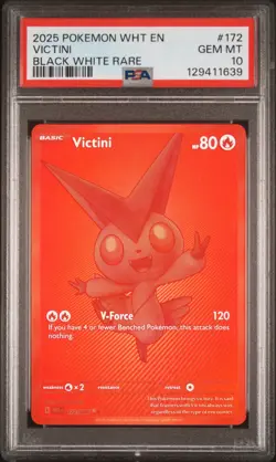 2025 POKEMON WHT EN-WHITE FLARE BLACK WHITE RARE #172 VICTINI PSA 10 - Image 1