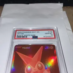 2025 POKEMON WHT EN-WHITE FLARE BLACK WHITE RARE #172 VICTINI PSA 10 GEM MT - Image 4