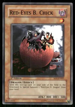 Red-Eyes B. Chick SD1-EN007 Structure Deck: Dragon's Roar Yu-Gi-Oh 1st Ed LP - Image 1