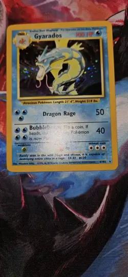 Pokemon TCG Base Set Gyarados 6/102 Holo Rare Unlimited 1999 100 HP - Image 1