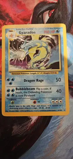 Pokemon TCG Base Set Gyarados 6/102 Holo Rare Unlimited 1999 100 HP - Image 3
