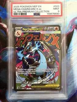 🔥Pokemon MEP EN 2025 Mega Charizard X EX Ultra Premium #023 PSA 9 MINT🔥 - Image 1