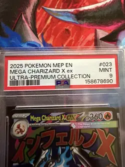 🔥Pokemon MEP EN 2025 Mega Charizard X EX Ultra Premium #023 PSA 9 MINT🔥 - Image 5