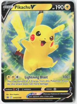 Pikachu V SWSH198 Holo Promo Sword & Shield Promo Pokemon Near Mint - Image 1